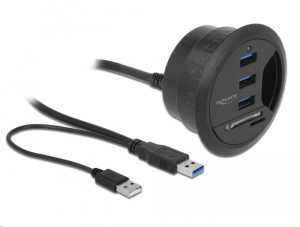 Delock 3 portos asztalba építhető USB 3.0 Hub + kártyaolvasó (62869)